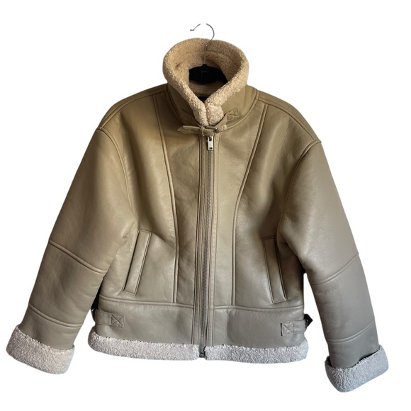 Heartloom Matin Faux Leather Shearling Jacket Coat Oversized XS - Picture 4 of 15